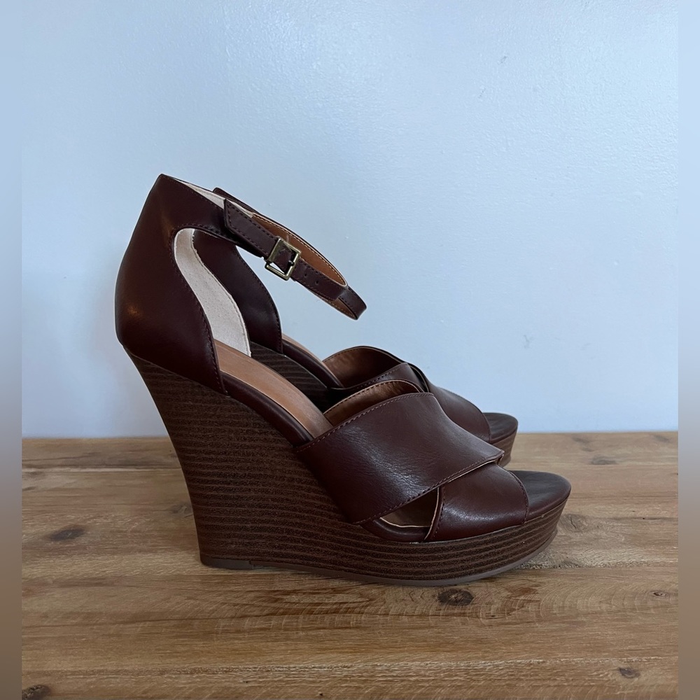 BC Born In California Brown Vegan Wedges Size 7 1/2